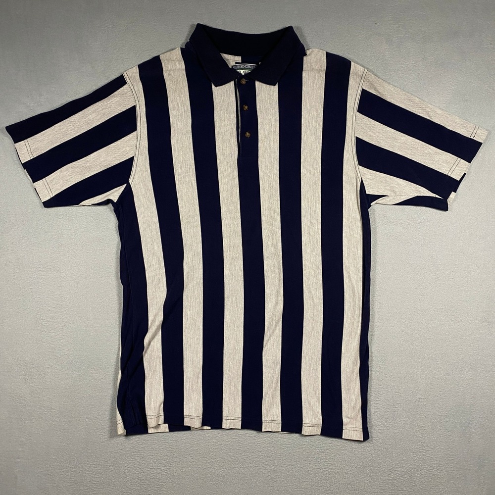 Vintage Munsingwear Polo Shirt Mens XL Vertical Stripe Short Sleeve Pique